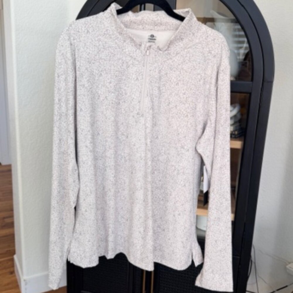 NWT Mono B Sand Leopard Half Zip Pullover